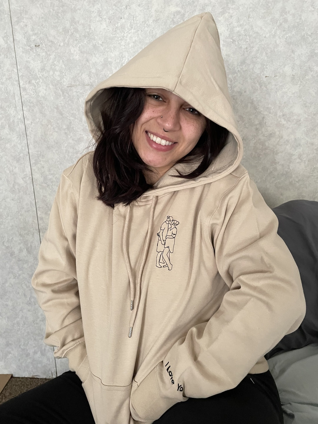 Custom Photo Outline Embroidery Hoodie