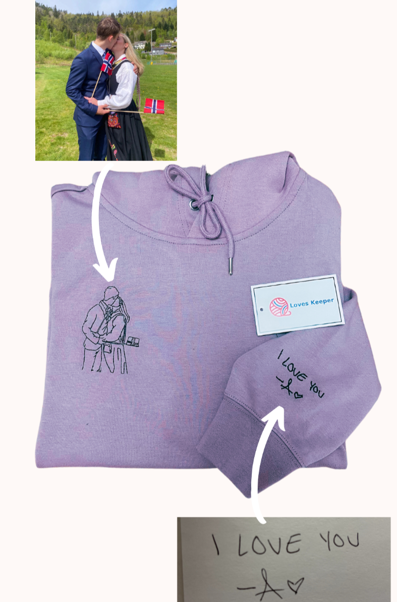 Custom Photo Outline Embroidery Hoodie