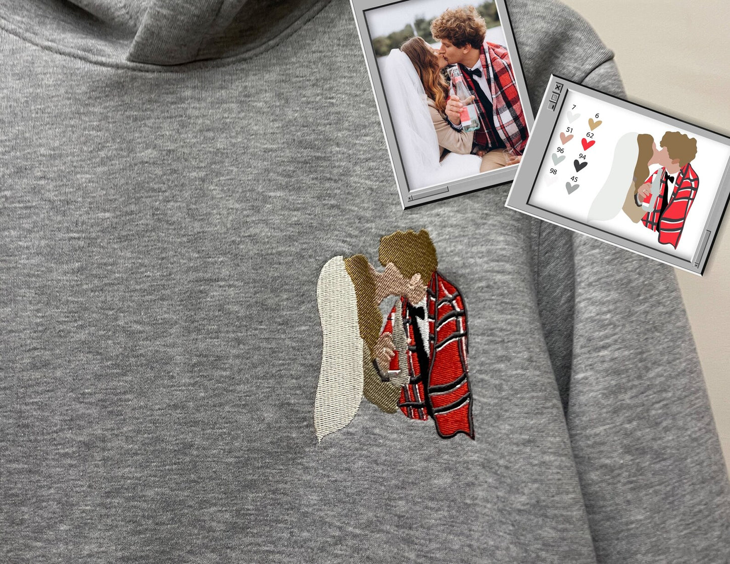 Custom Photo Colourful Embroidered Hoodie