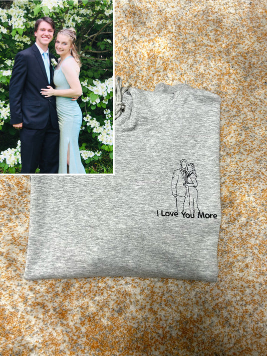 Custom Photo Outline Embroidery Hoodie