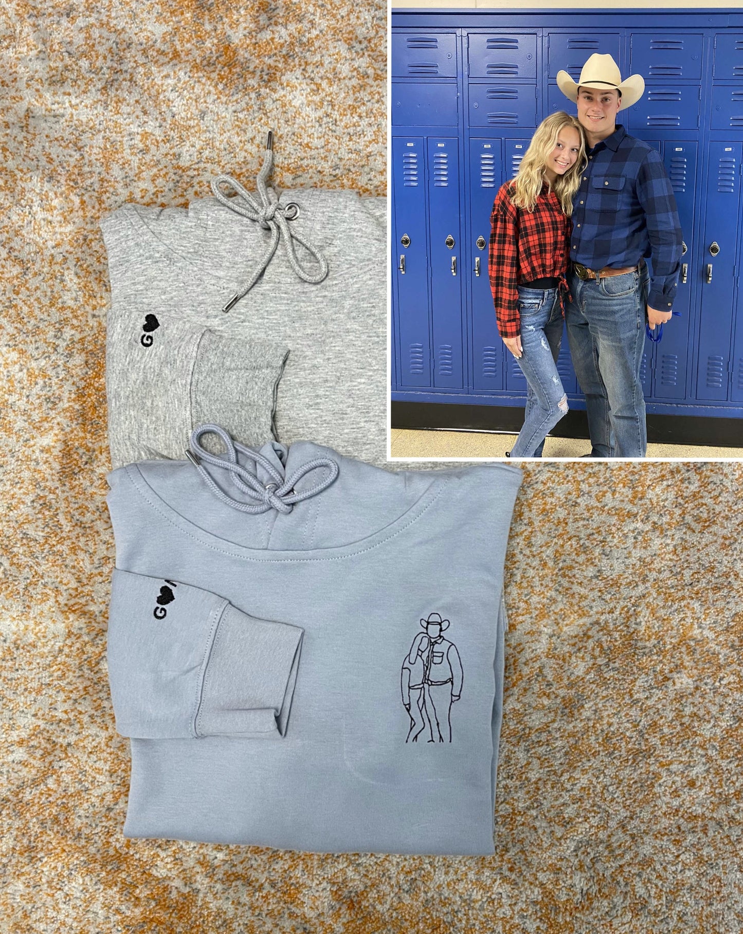 Custom Photo Outline Embroidery Hoodie