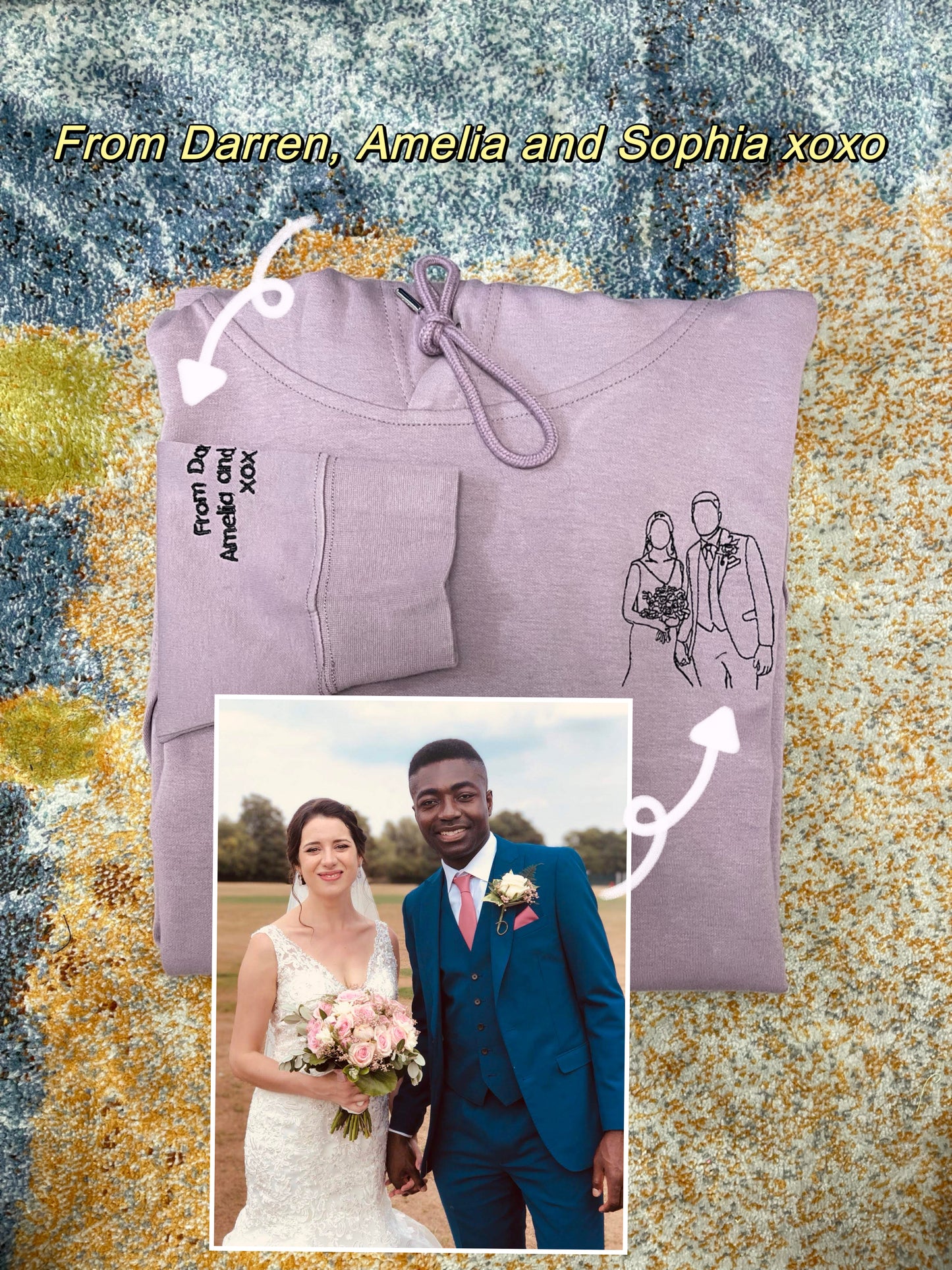 Custom Photo Outline Embroidery Hoodie