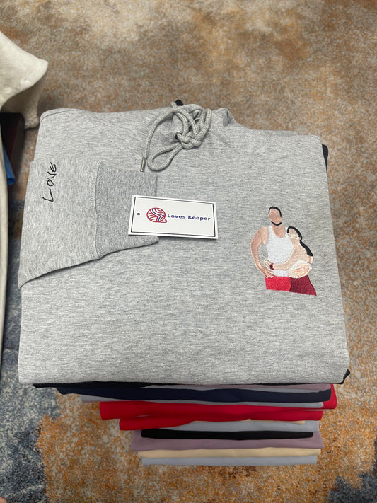 Custom Photo Colourful Embroidered Hoodie