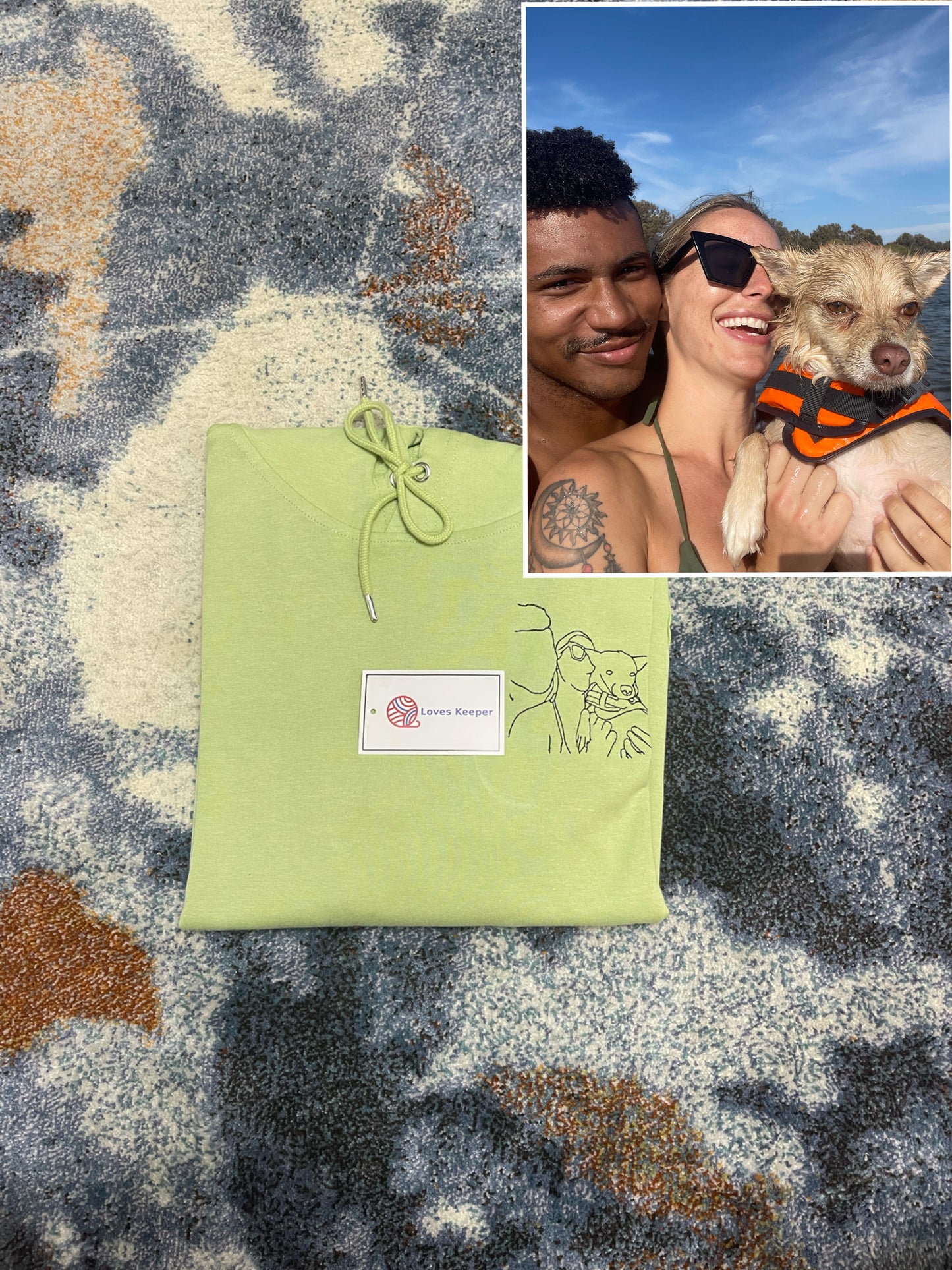 Custom Photo Outline Embroidery Hoodie