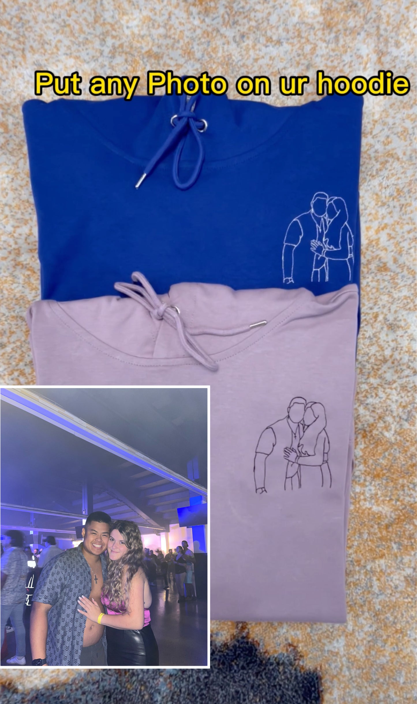 Custom Photo Outline Embroidery Hoodie