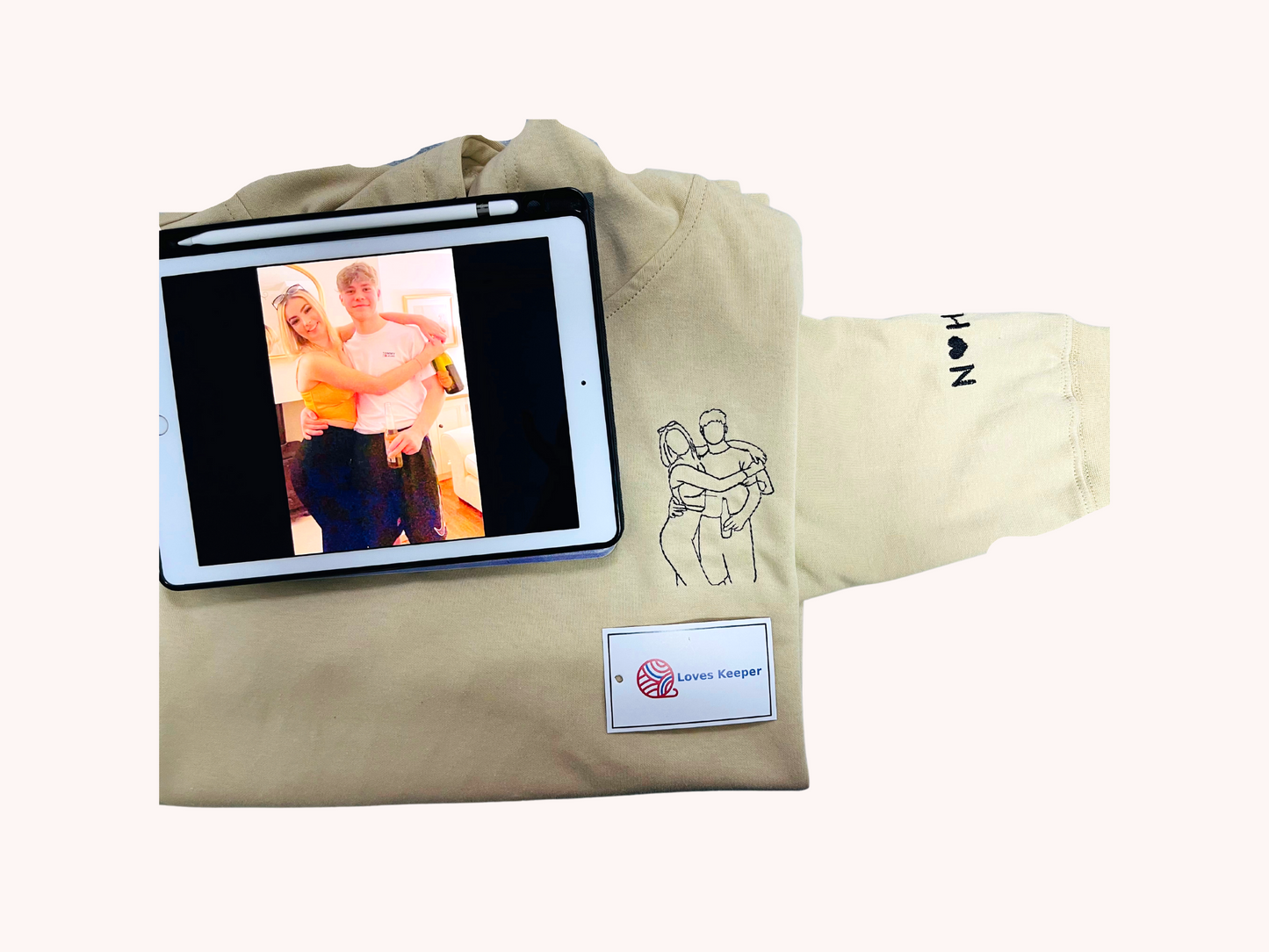 Custom Photo Outline Embroidery Hoodie